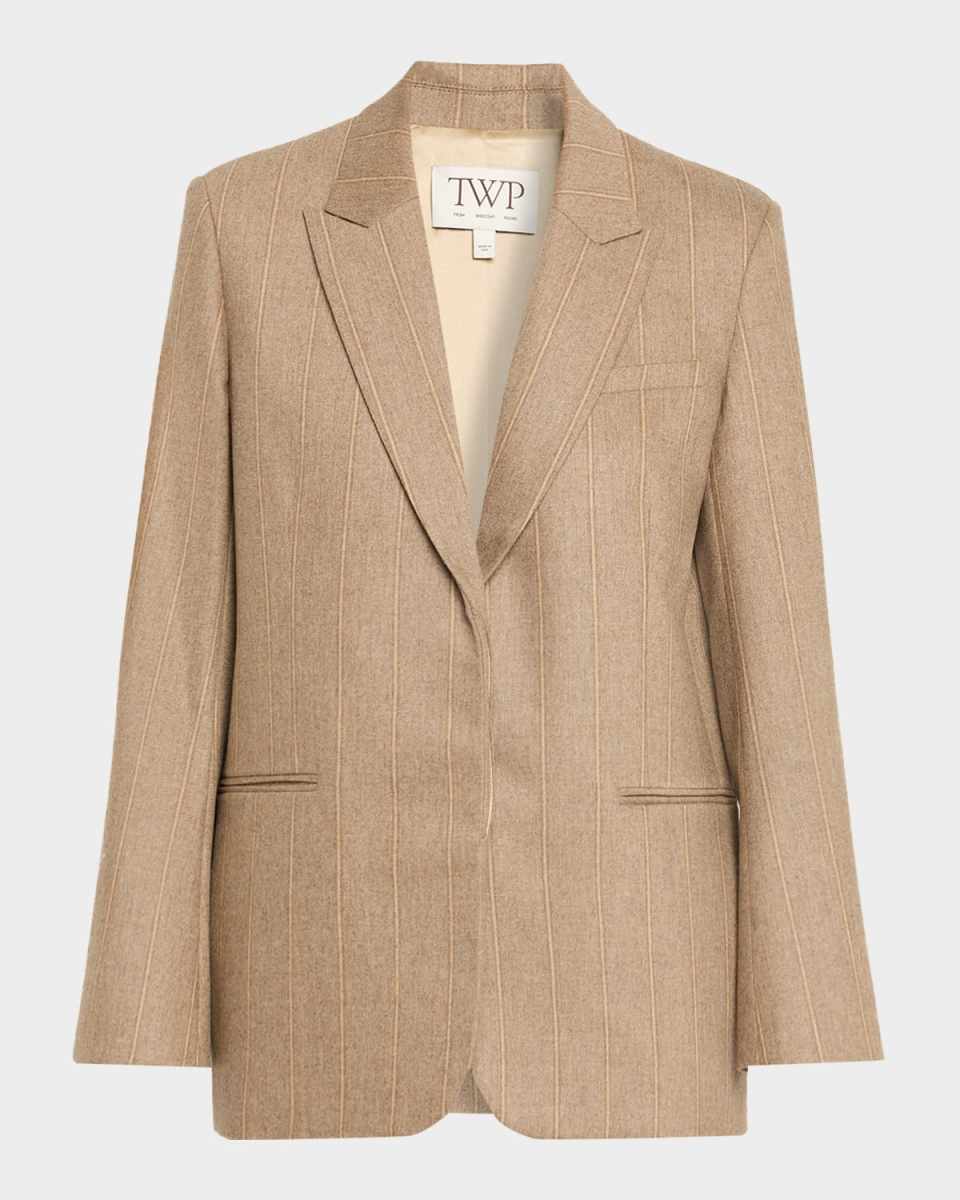 Sweet Pea Stretch Wool Pintuck Blazer